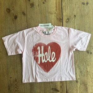 NWT Cropped Band Tshirt Pink Red Heart Urban Outfitters XL